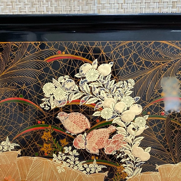 VTG 60s Black Pheasant Plastic Serving Tray - Picture 6 of 12